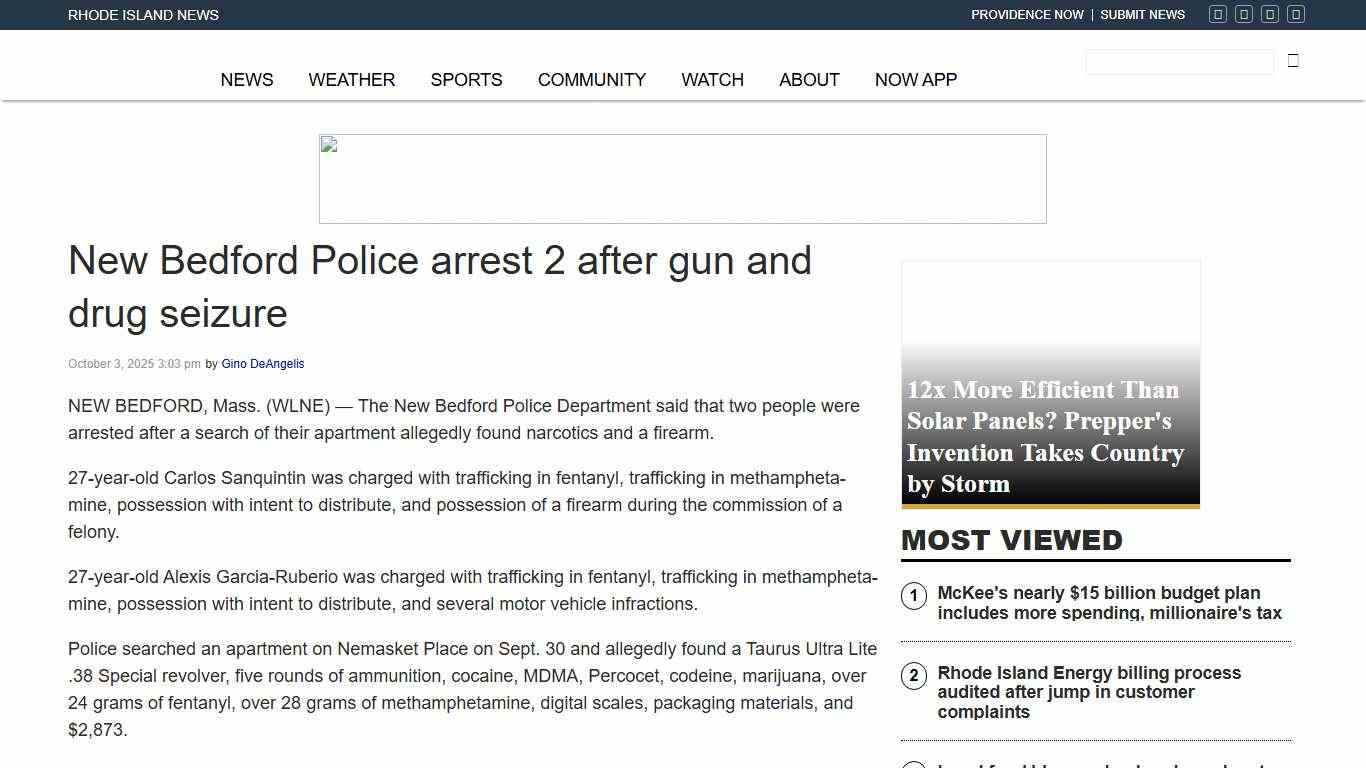 New Bedford Police arrest 2 after gun and drug seizure | ABC6