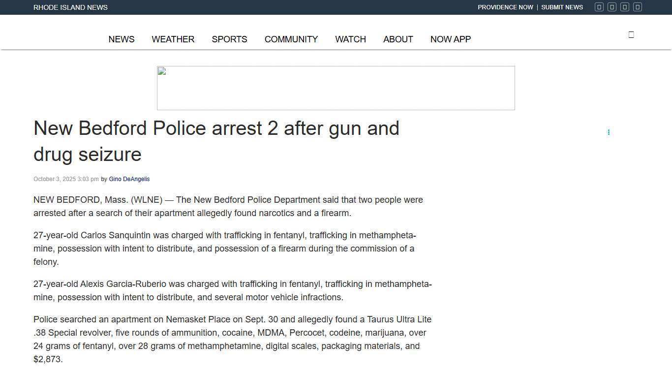New Bedford Police arrest 2 after gun and drug seizure | ABC6