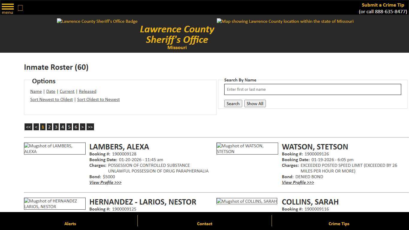 Inmate Roster - Current Inmates Booking Date Descending - Lawrence County Sheriff MO